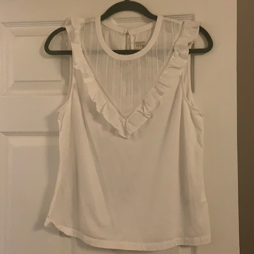 White La Vie by Rebecca Taylor sleeveless blouse - size L